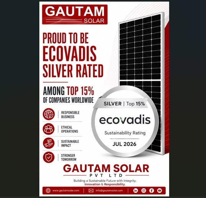 Gautam Solar Earns EcoVadis Silver Medal, Reinforcing Its Commitment to Sustainable Solar Manufacturing