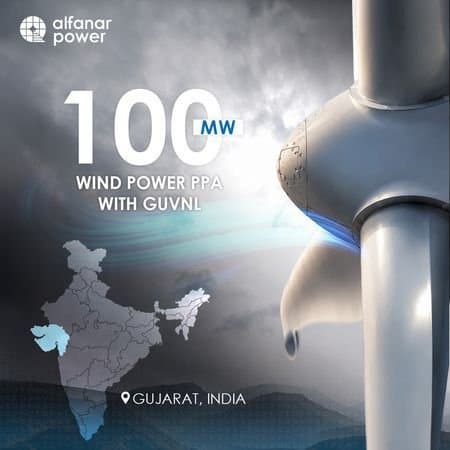 Alfanar Power Signs 100 MW Wind Power Purchase Agreement With GUVNL