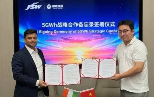 JSW Energy Partners with China’s Rongjie Energy for 5 GWh ESS Supply